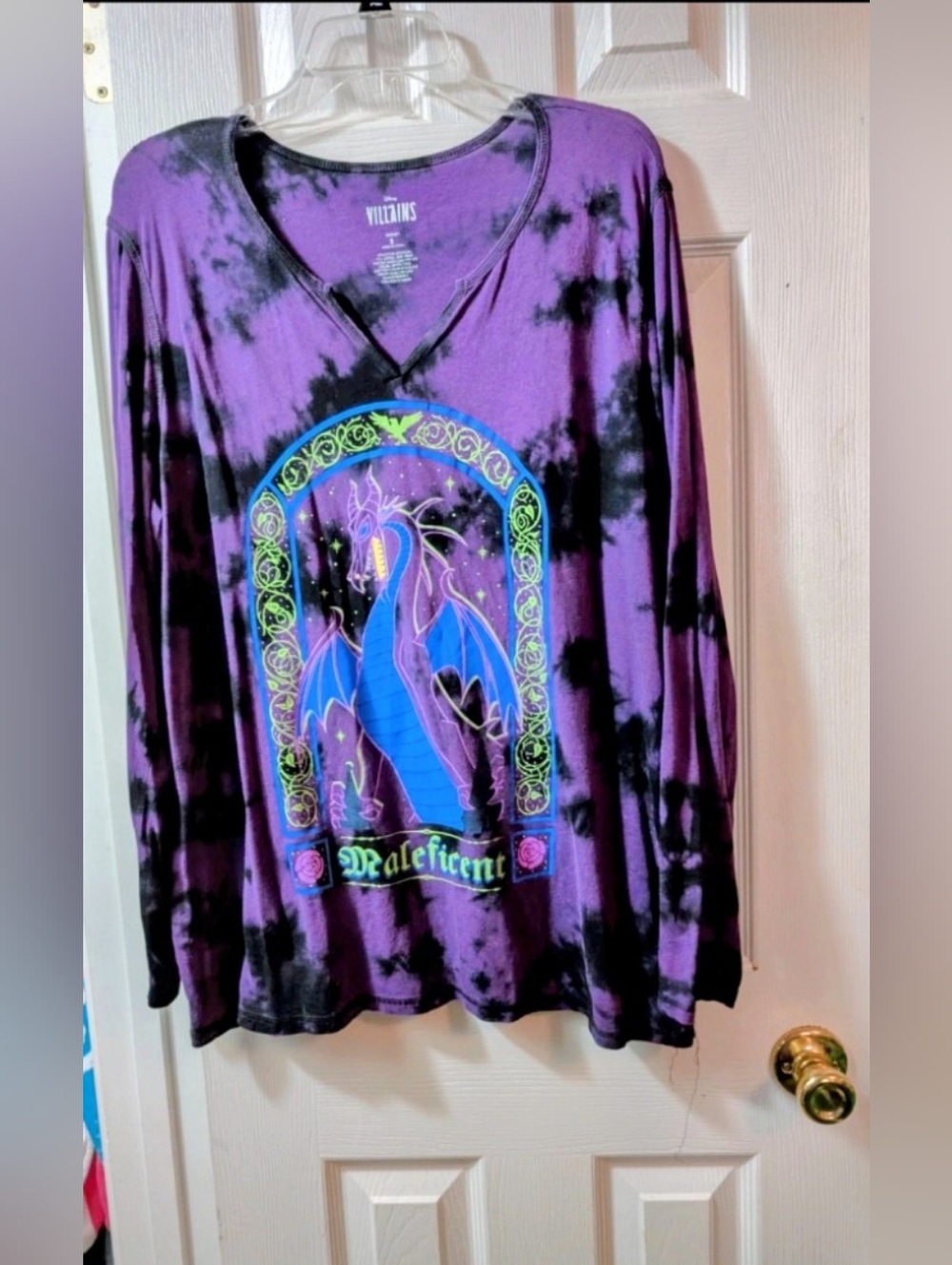 Torrid Disney Villains Women's Maleficent Graphic T Shirt Black Tie Dye Quote Te - Picture 6 of 9